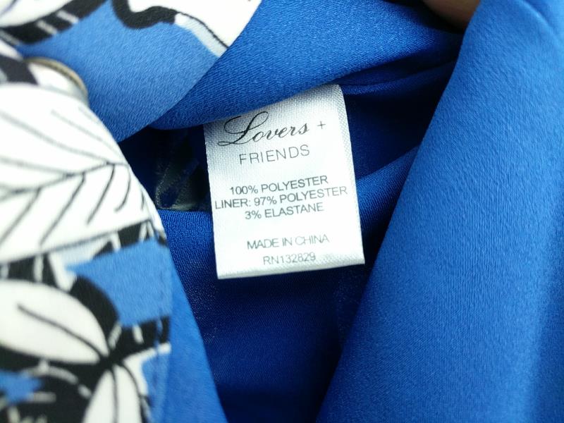 Lovers And Friends Fountain Skirt Floral Belted Blue White Snap Down Size Large