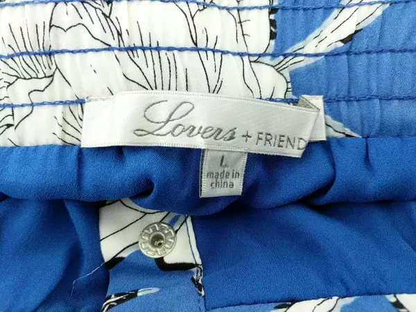 Lovers And Friends Fountain Skirt Floral Belted Blue White Snap Down Size Large