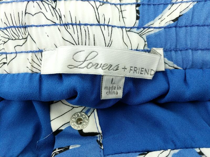 Lovers And Friends Fountain Skirt Floral Belted Blue White Snap Down Size Large