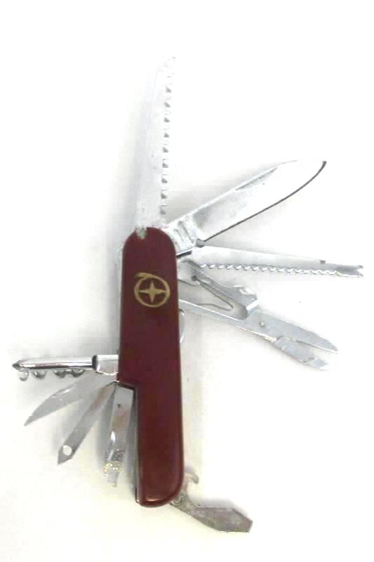 Lot of 3 Pocket Knives Single Folding and Multitool Stainless Red Handle Black