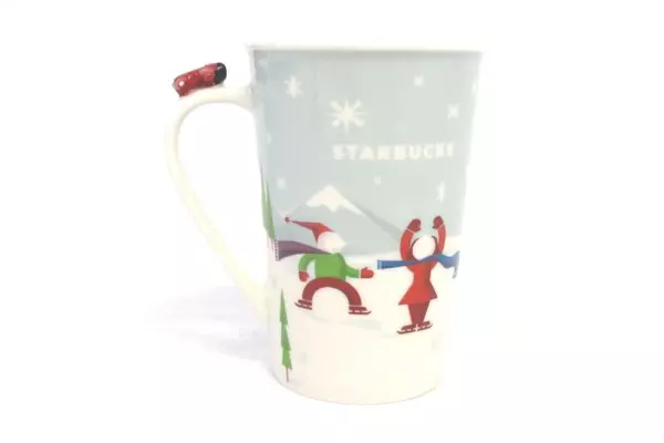 Starbucks Collector Mug Cup 2011 Winter Fun Holiday Figure Red Airplane