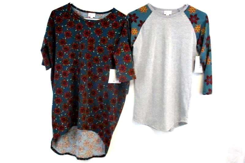 Lot of 2 LuLaRoe Tops Irma Randy Floral Teal Red Women's Size XXS