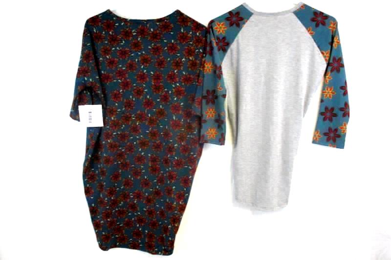 Lot of 2 LuLaRoe Tops Irma Randy Floral Teal Red Women's Size XXS