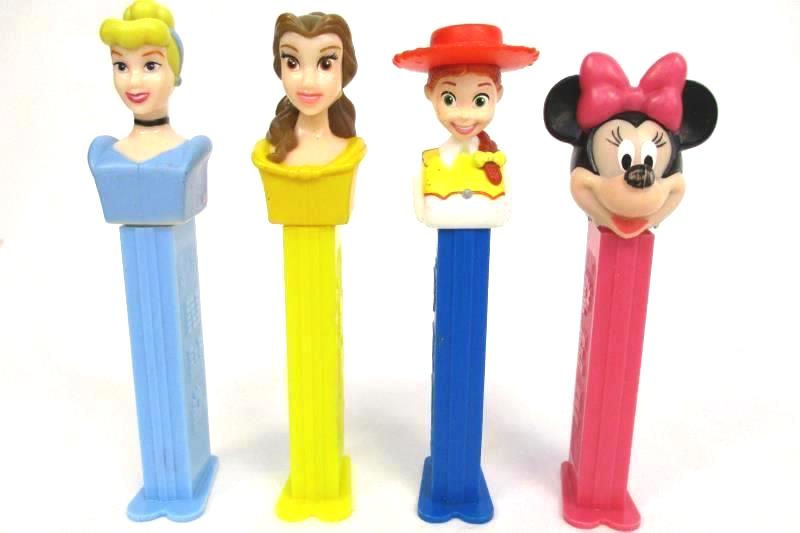 Lot of 4 Disney Pez Dispensers w/ Feet Minnie Cinderella Belle Jesse