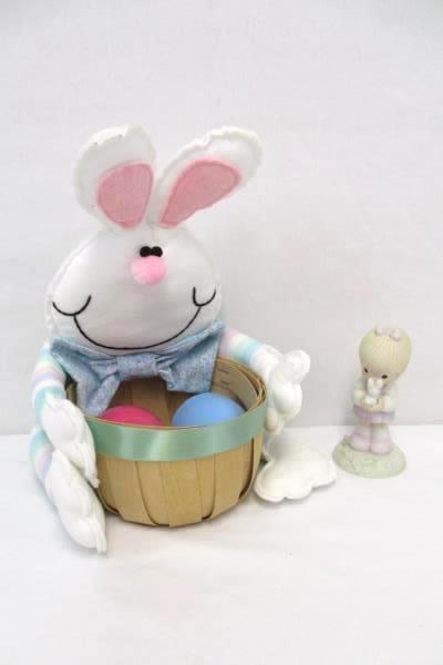 Easter Spring Themed Items Bunny Basket 2 Plastic Eggs Precious Moments Figurine