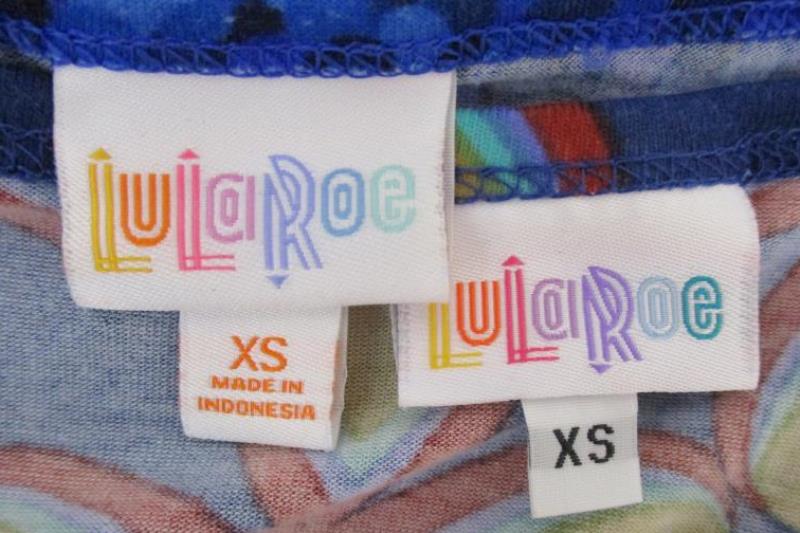 Lot of 2 LuLaRoe Itma Tops Shirt Women's Size XS Blue Dotted Multi Color Print