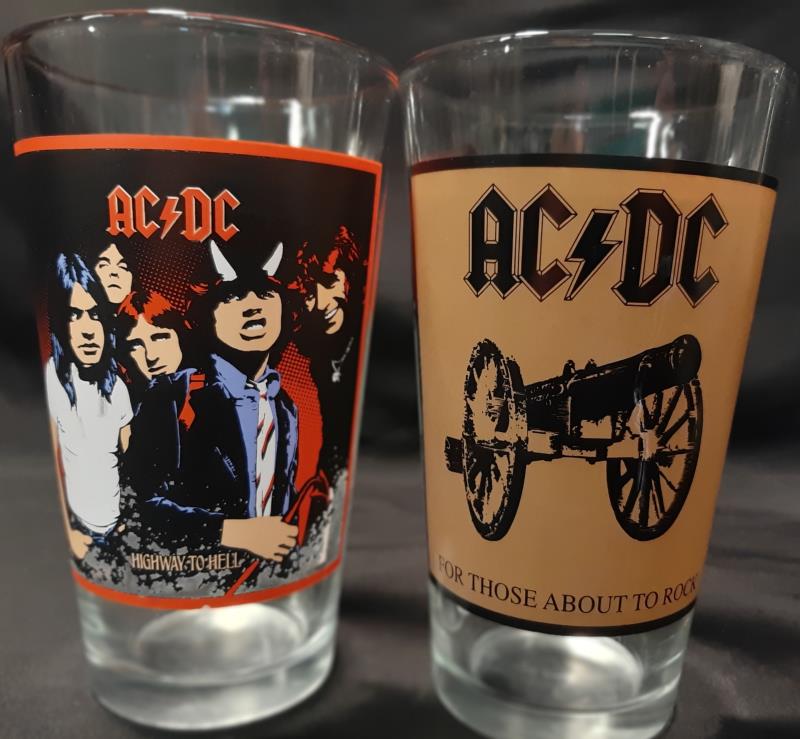 Lot of 4 AC/DC Glasses Memorabilia Glass Collectors Cups 2010 - Swedemom
