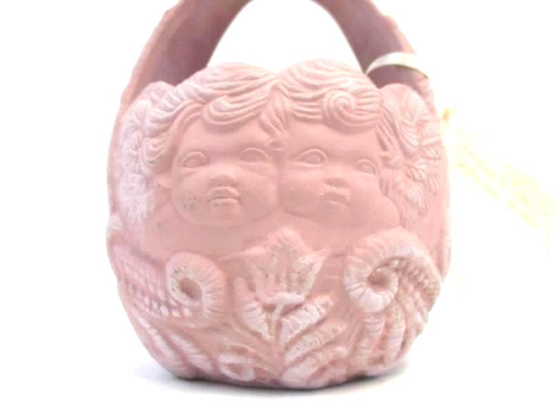 Nicole D Matthews 1996 Someone To Lean On Pink Ceramic Basket Cherub Baby Faces