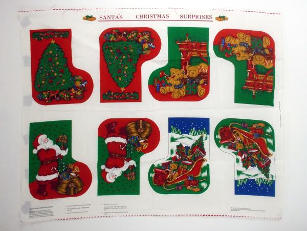 David Textiles English Collection Santa's X-mas Surprises Stockings Fabric Panel