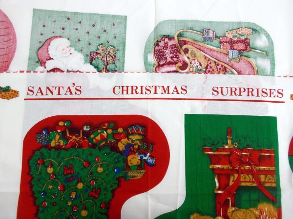 David Textiles English Collection Santa's X-mas Surprises Stockings Fabric Panel