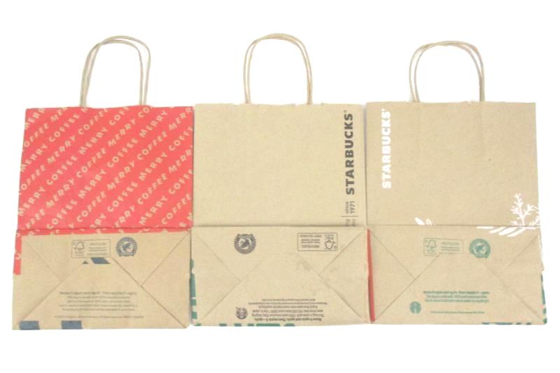 Lot 9 Starbucks Recycled Paper Shopper Reusable Gift Bag Tote Double Handles