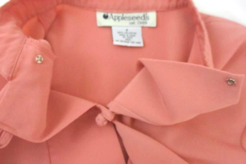 Vintage Appleseed's Women's Pink Long Sleeve Knot Buckle Top Blouse Sz 8