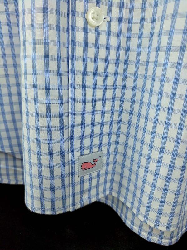 Vineyard Vines Classic Fit Murray Shirt 100% Cotton Blue White Window Plaid L