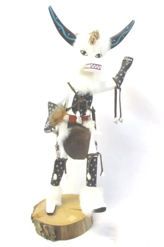 White Ogre Handmade Kachina Doll 20 Inch Tall Wooden Figurine Decor Collectible