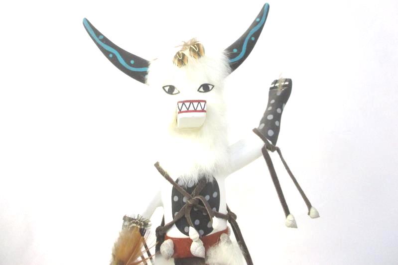 White Ogre Handmade Kachina Doll 20 Inch Tall Wooden Figurine Decor Collectible