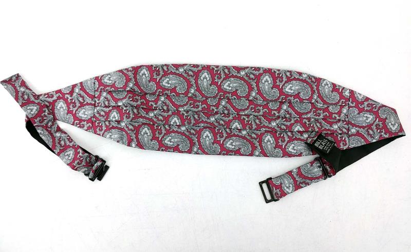 Bill Blass Evening Clothes Cummerbund Silk Tie Set In Box Burgundy Adjustable