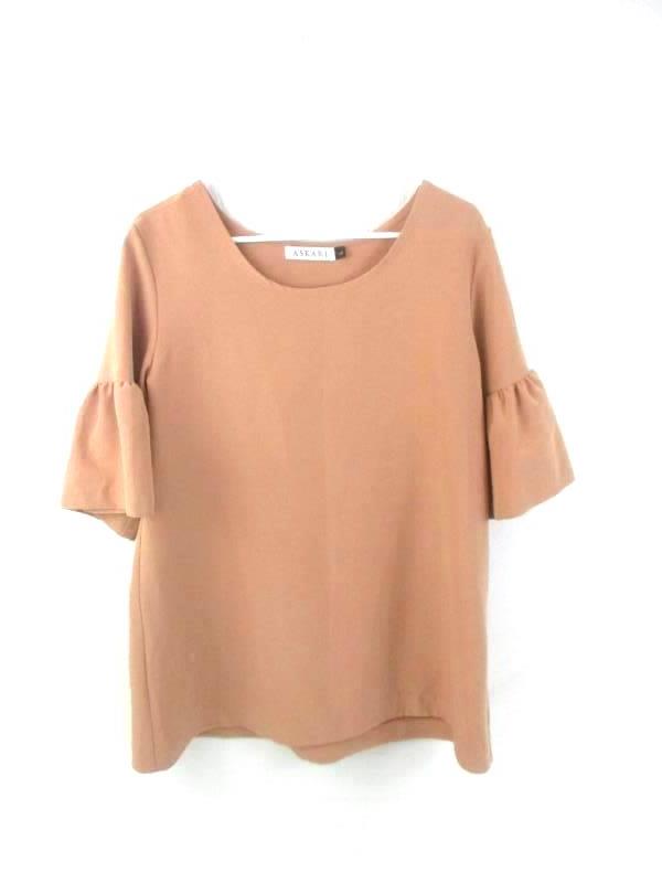 Askari Women's Blouse Top Mauve Pink Ruffle Bell Sleeve Polyester Blend Size L