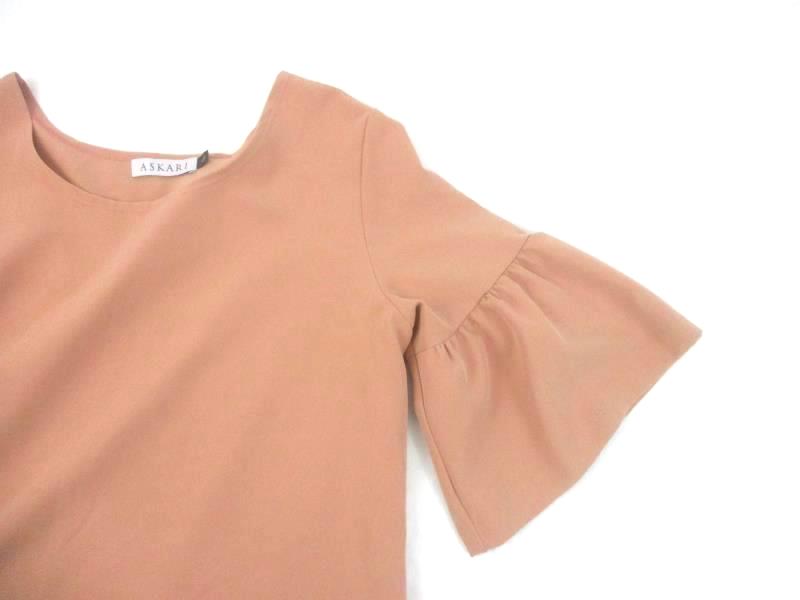 Askari Women's Blouse Top Mauve Pink Ruffle Bell Sleeve Polyester Blend Size L