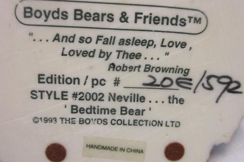 Boyds Bearstones Neville The Bedtime Bear RETIRED 1993 Original Box COA