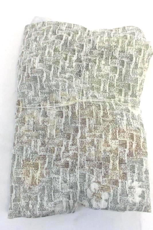 Set of 4 Napkins And Small Rectangle Tablecloth With Fringe Ends Beige Green