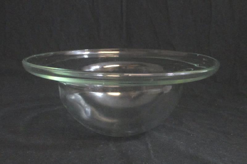Blue Tint Glass Fruit Bowl With Brass Stand 7in Tall 8.5in Diameter