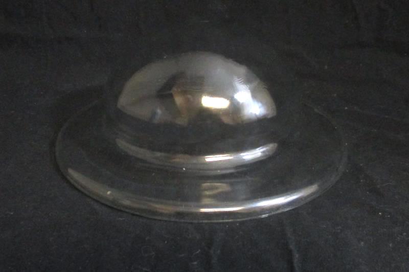 Blue Tint Glass Fruit Bowl With Brass Stand 7in Tall 8.5in Diameter