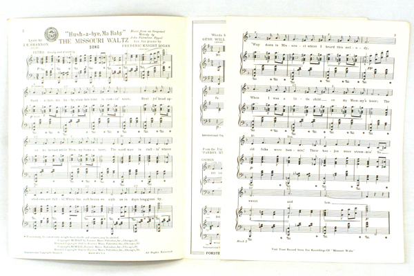 Vintage Piano Hush-A-Bye Ma Baby Missouri Waltz Souvenir Edition by J.R. Shannon