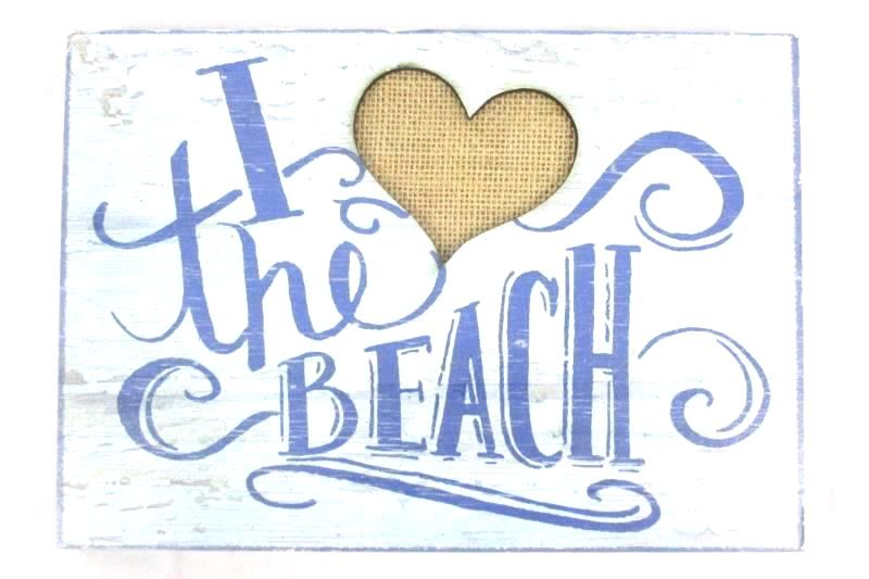 Han Art I Heart The Beach Wall Art Sign Blue Canvas Heart 7" x 10" BPA Free