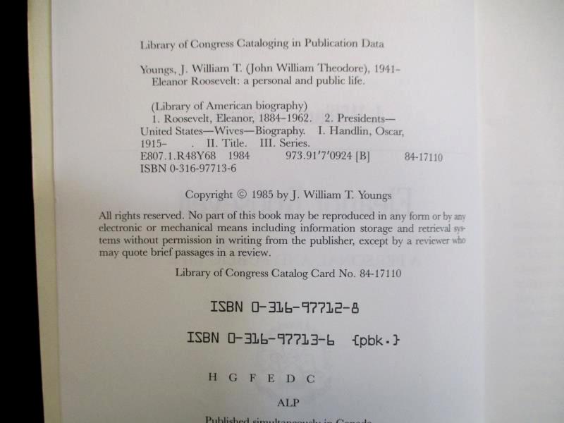 Eleanor Roosevelt A Personal and Public Life J William T Youngs 1985 LittleBrown