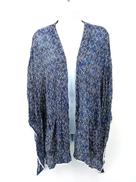 L Space Tanzania Kimono Swim Cover Up In Sapphire Blue Patterned One Size Tags