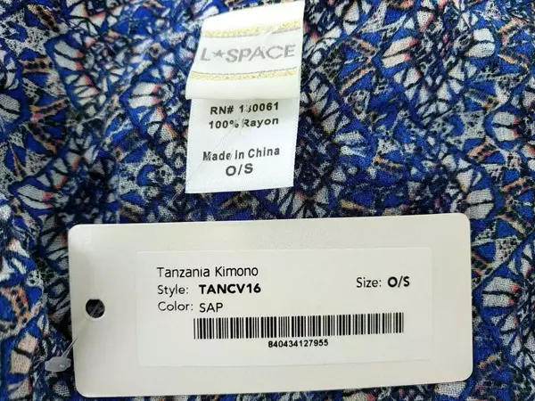 L Space Tanzania Kimono Swim Cover Up In Sapphire Blue Patterned One Size Tags
