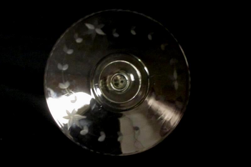 Unmarked Serving Platter Handled Etched Floral Clear Glass 10" Diameter