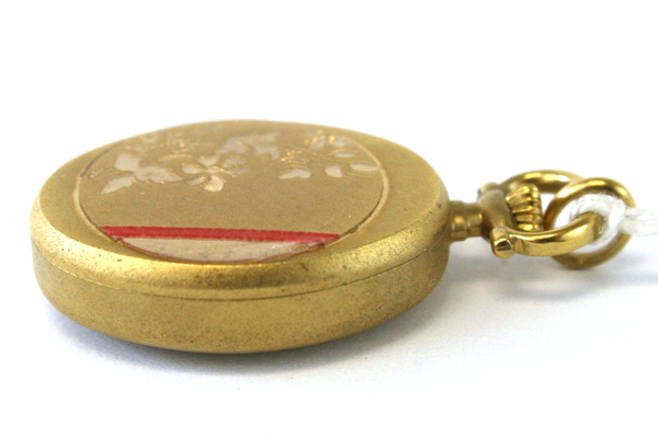 Chandler 17 Jewel Open Face Watch Pendant Gold Overlay Floral Vine Engraved Back