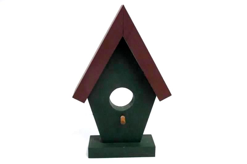 Lot of 2 Hand Made Birdhouse Wall Decor Pieces Wood Plum green