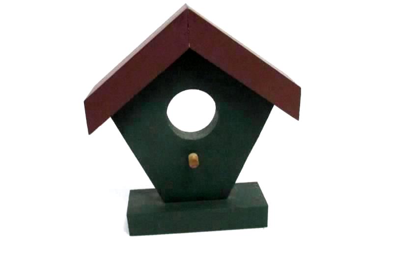Lot of 2 Hand Made Birdhouse Wall Decor Pieces Wood Plum green