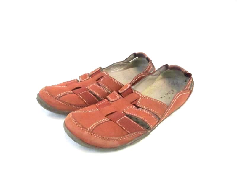 Clarks Leather Slip On Shoes Cushioned Strappy Comfort Walking Women's Size 8M