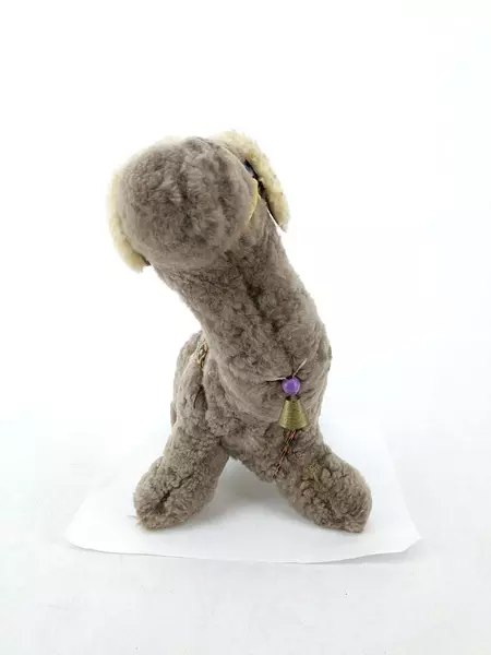 Vintage Bactrian Camel Stuffed Toy Souvenir Folk Art Real Fur Sheepskin
