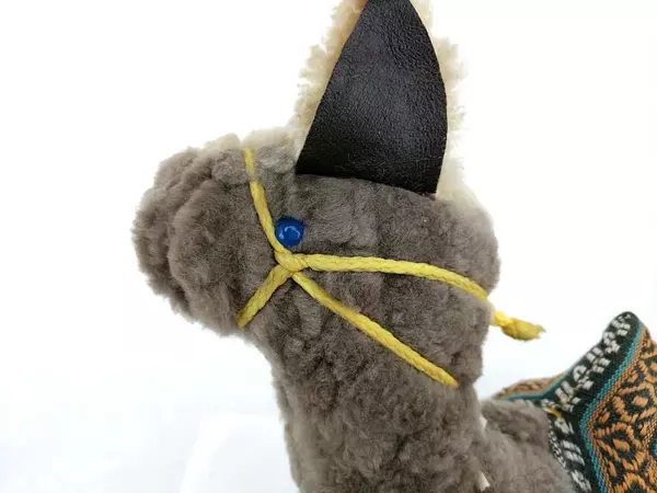 Vintage Bactrian Camel Stuffed Toy Souvenir Folk Art Real Fur Sheepskin