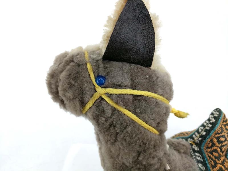 Vintage Folk Art Real Fur Bactrian Camel Stuffed Toy Souvenir