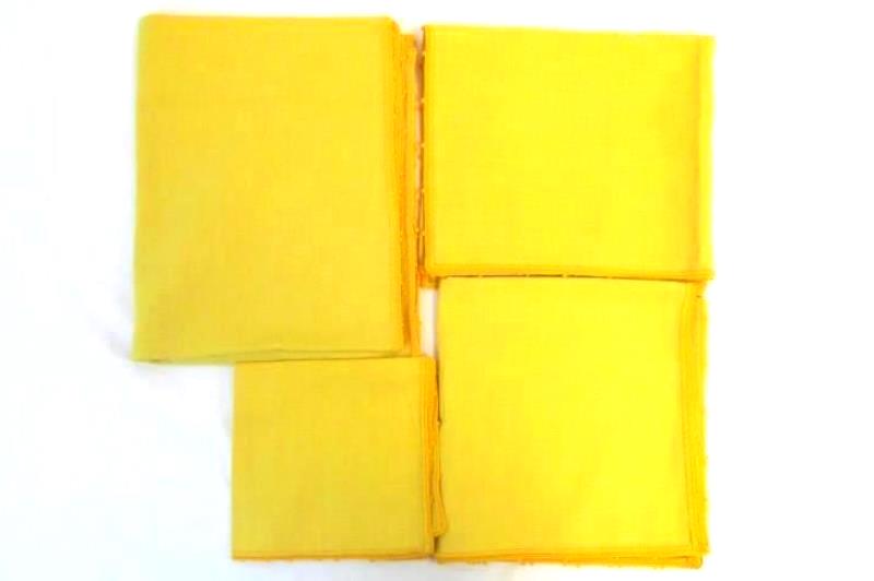 Lot of 2 Placemats 1 Napkin Yellow Orange Finished Edge Woven Fabric