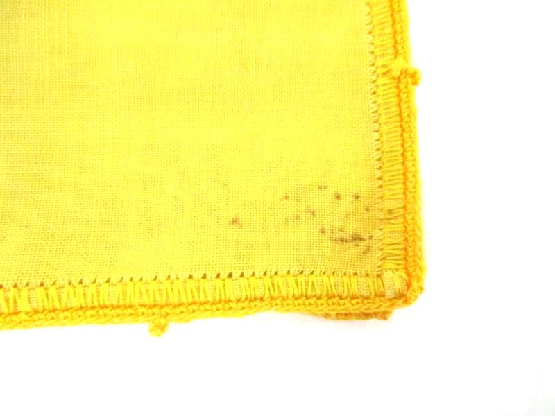 Lot of 2 Placemats 1 Napkin Yellow Orange Finished Edge Woven Fabric
