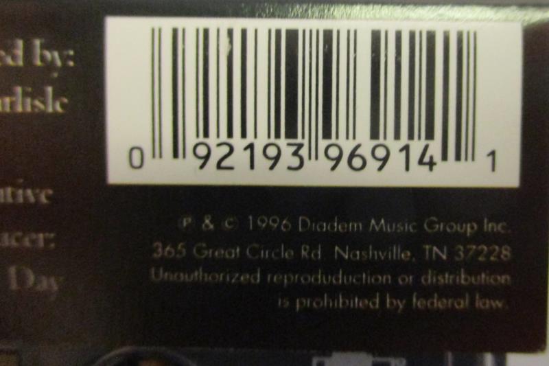 Shades of Grace Bob Carlisle Cassette Tape 1996 Diadem Music Butterfly Kisses