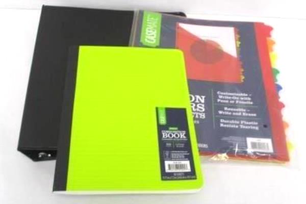 Back To School Supply Lot 1 Inch Case Mate Binder Composition Book Dividers