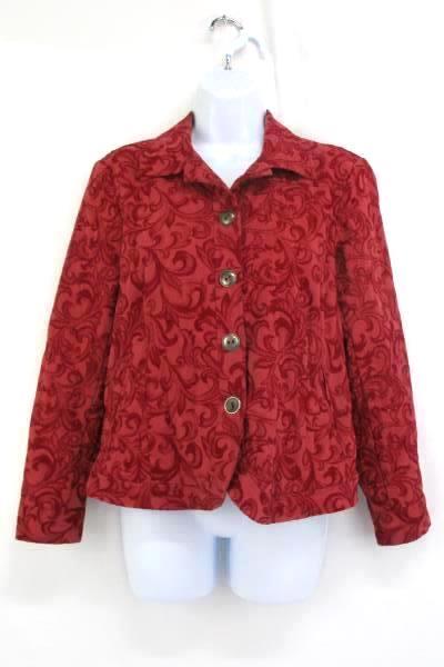 Coldwater Creek Paisley Red Four Button Jacket Women's Size PS Petite Small