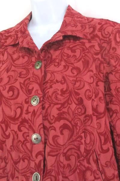 Coldwater Creek Paisley Red Four Button Jacket Women's Size PS Petite Small
