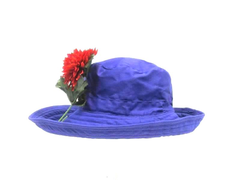 Women's Purple Cotton Bucket Hat With Red Flower