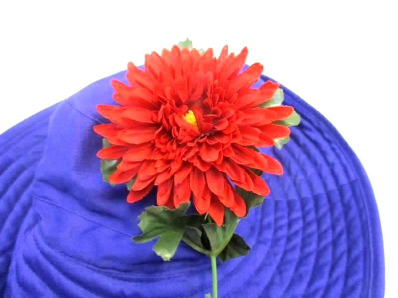 Women's Purple Cotton Bucket Hat With Red Flower