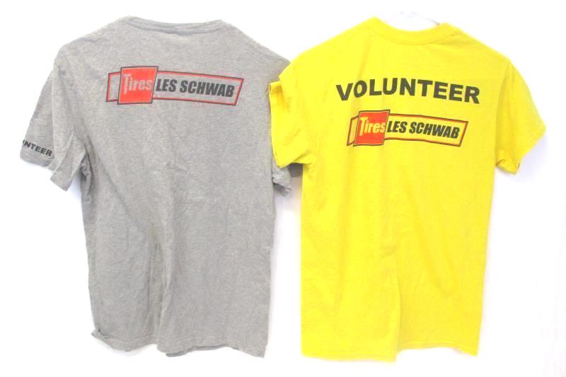 Lot of 2 McMinnville Sip Wine Volunteer T Shirts Les Schwab Tires Size Unisex S