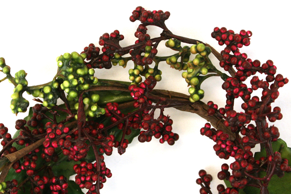 Set of 2 Handmade Decorative Wreaths with Pink and Green Berries