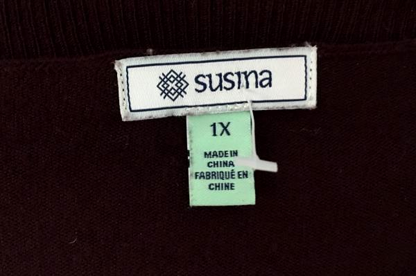 Purple SUSINA Cardigan Size 1X Made in China